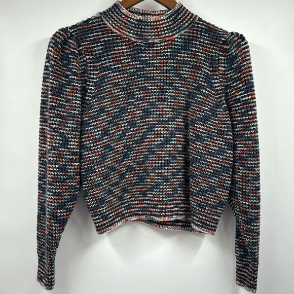 Treasure & Bond Cropped Puff Shoulder Mock Neck Wool Sweater XL - Picture 1 of 8